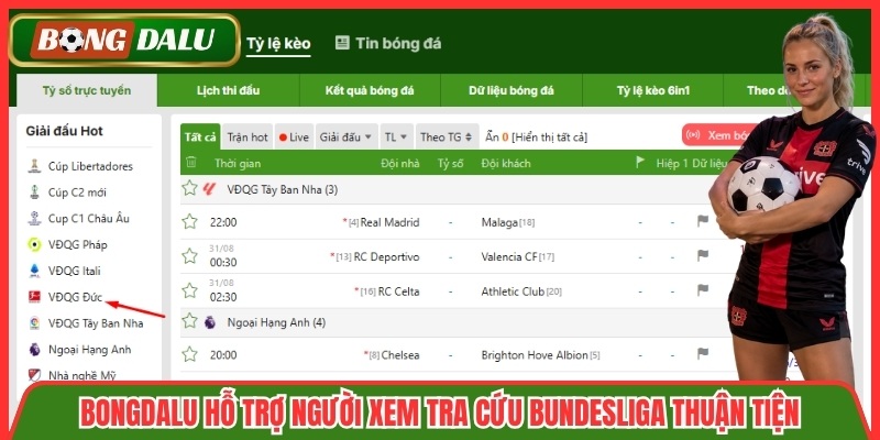 Bongdalu hỗ trợ người xem tra cứu Bundesliga thuận tiện
