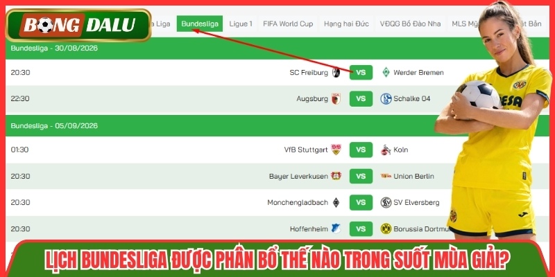 Lịch Bundesliga được phân bổ thế nào trong suốt mùa giải?