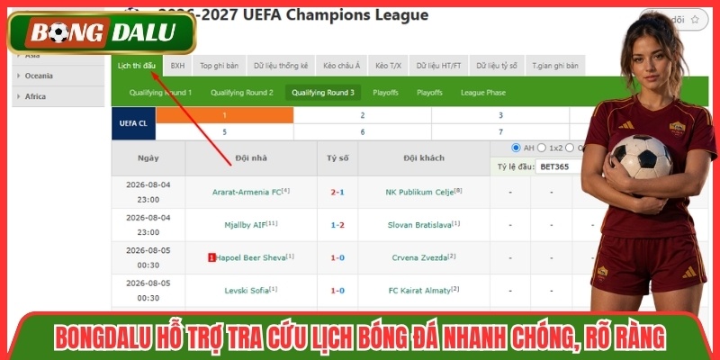 Bongdalu hỗ trợ tra cứu lịch bóng đá nhanh chóng, rõ ràng
