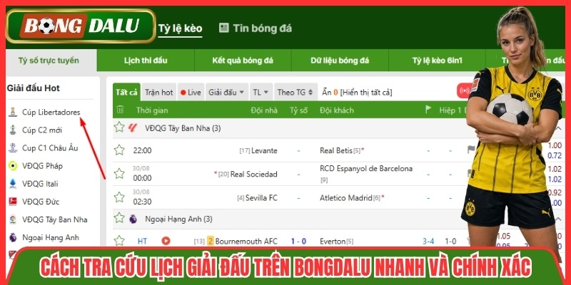 Cách tra cứu lịch giải đấu trên Bongdalu nhanh và chính xác