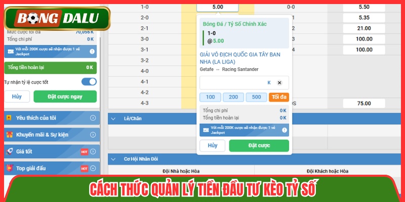 Cách thức quản lý tiền đầu tư kèo tỷ số