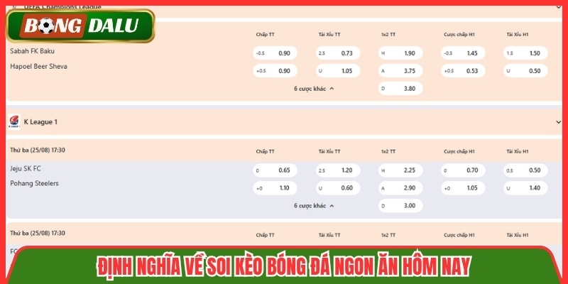 Định nghĩa về soi kèo bóng đá ngon ăn hôm nay