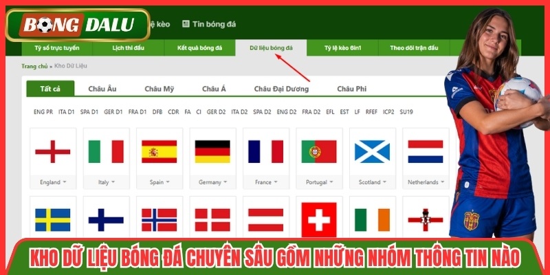 Kho dữ liệu bóng đá chuyên sâu gồm những nhóm thông tin nào