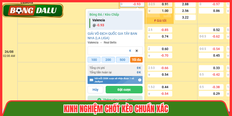 Kinh nghiệm chốt kèo chuẩn xác