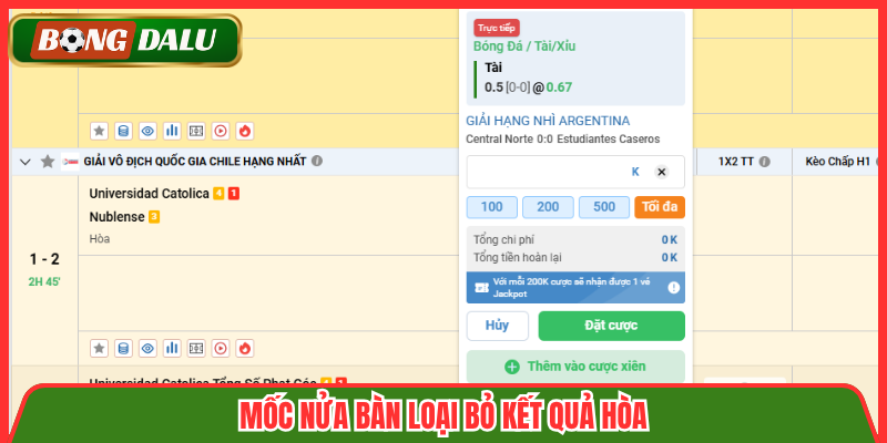 Mốc nửa bàn loại bỏ kết quả hòa