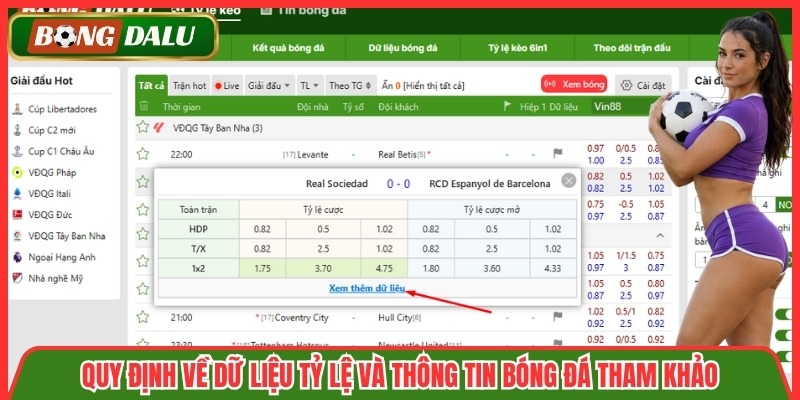 Quy định về dữ liệu tỷ lệ và thông tin bóng đá tham khảo